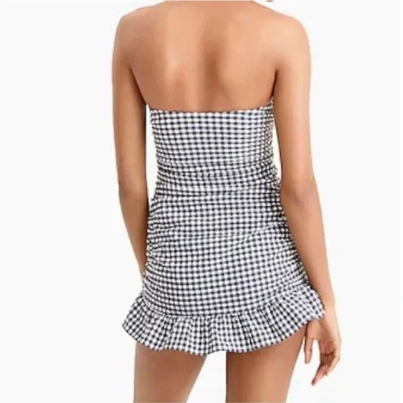 J. Crew ๐๏ธ Blue & White Gingham Retro Style beach swimsuit bathing suit skirt 6 - Picture 3 of 12